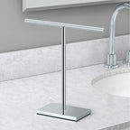 Gatco 1444C, Modern Rectangle Base Freestanding Countertop Towel Holder, Chrome / 10.50"W x 11.13"H T-Shape Style Countertop Hand Towel Holder for Bathroom, Kitchen/ Fingertip Towel Rack