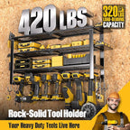 420LB Capacity Power Tool Organizer with Charging Station & 6 Outlets | Quick Assembly 4-Layer Heavy Duty Rack for Drills & Batteries | Ultimate Garage Storage & Christmas Gift for Men