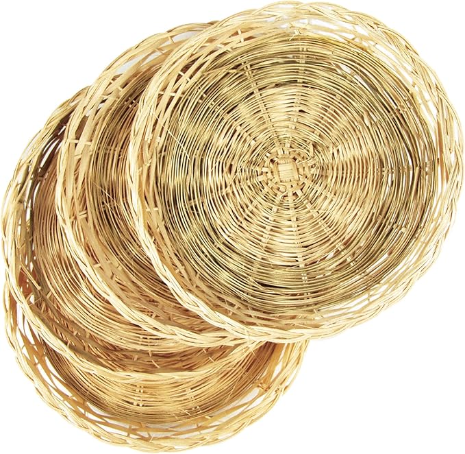 Fox Run Brown Wicker Paper Plate Holders, 9 x 9 x 0.5 inches