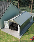 Garvee 12x20 ft Enclosed Metal Car Port, Carport with Vertical Steel Roof for All-Weather Use, Metal Garage Shed with Man Door for Full-Sized Pickup Trucks & SUV, Gray
