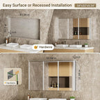 54x32 Lighted Medicine Cabinet Mirror with Magnifying & Night Lamp, 155° Soft-Close Hinge, Surface or Recessed Medicine Cabinet with Lights & Outlet, GFCI,Time Display& Inner Light,Hardwired