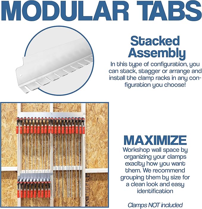 Fulton Woodworking Tools F-Clamp Modular Clamp Rack •Easy and Quick to Align •Pre-Drilled 16 inch on Center •3 Pack