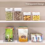 Vtopmart 10 Pack Food Storage Organizer Bins, Clear Plastic Bins for Pantry, Kitchen, Fridge, Cabinet Organization and Storage, 4 Compartment Holder Packets, Snacks, Pouches, Spice Packets