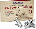 48 Pack - Long Lasting, Stainless Steel Clothespins - Strong Grip - Weather-Resistant, Multipurpose Clip - Use As Clothesline Laundry Clips, Chip Bag Clips, Hanger Clips and Craft Clips (48 Pack)