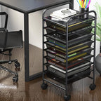 Simple Houseware Utility Cart with 8 Drawers Rolling Storage Art Craft Organizer, Black