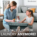 BROOKSTONE 11 GALLON XL 24" Collapsible Laundry Basket & Clothes Hamper, Comfort Non-Slip Handles, Modern Laundry Hamper with Space Saving Design, Portable Pop-Up Hamper, BPA FREE, Light Grey, 1 Pack
