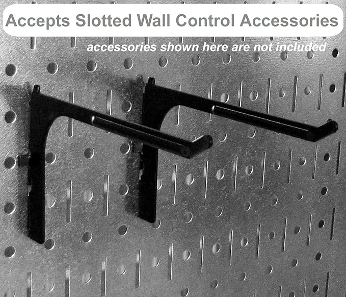 Wall Control Kitchen Pegboard Organizer Pots and Pans Storage Rack Organization Kit with Black Pegboard and Black Accessories
