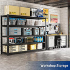 FLEXIMOUNTS 60" W Garage Shelving, 5 Tier Storage Shelves Load 1500LBS, Adjustable Garage Shelving Heavy Duty, Metal Shelves Unit for Basement, Warehouse, 60" W x 72" H x 24" D, Black