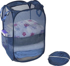 Simple Houseware Mesh Pop-Up Laundry Hamper Basket with Side Pocket, Dark Blue - 2 Pack