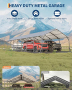 GarveeLife 20'x40'x12' Metal Carport for Multiple Vehicles, Heavy Duty Car Ports, Vertical Roof Design, All-Weather Use, for Full-Size Pickup Trucks, Boats, and Tractors