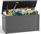 267 Gallon Deck Box Large Outdoor Storage Box Waterproof for Patio Furniture,Outdoor Cushions,Garden Tools and Pool Supplies,Weatherproof(Black,267Gallon)