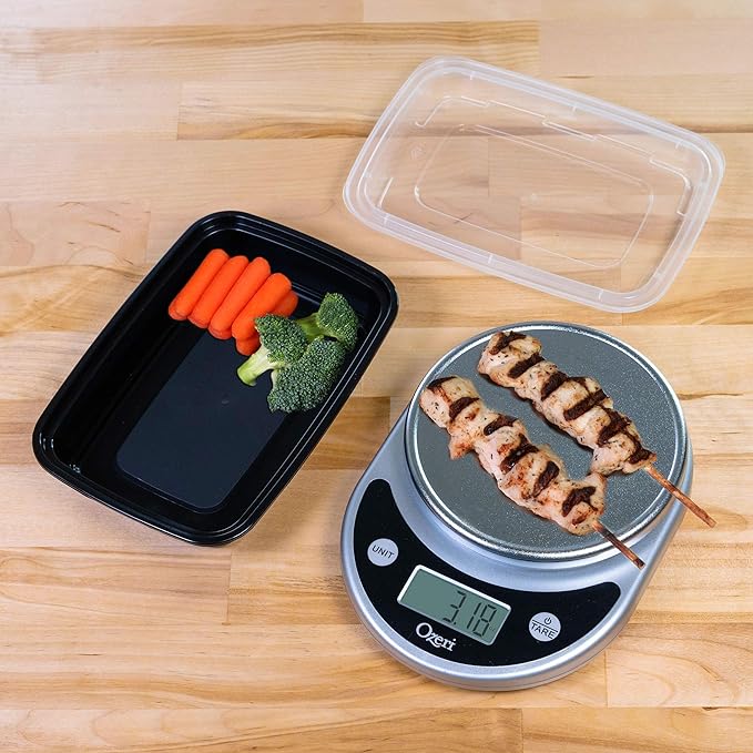 Freshware Meal Prep Containers [15 Pack] 1 Compartment Food Storage Containers with Lids, Bento Box, BPA Free, Stackable, Microwave/Dishwasher/Freezer Safe (28 oz) Black