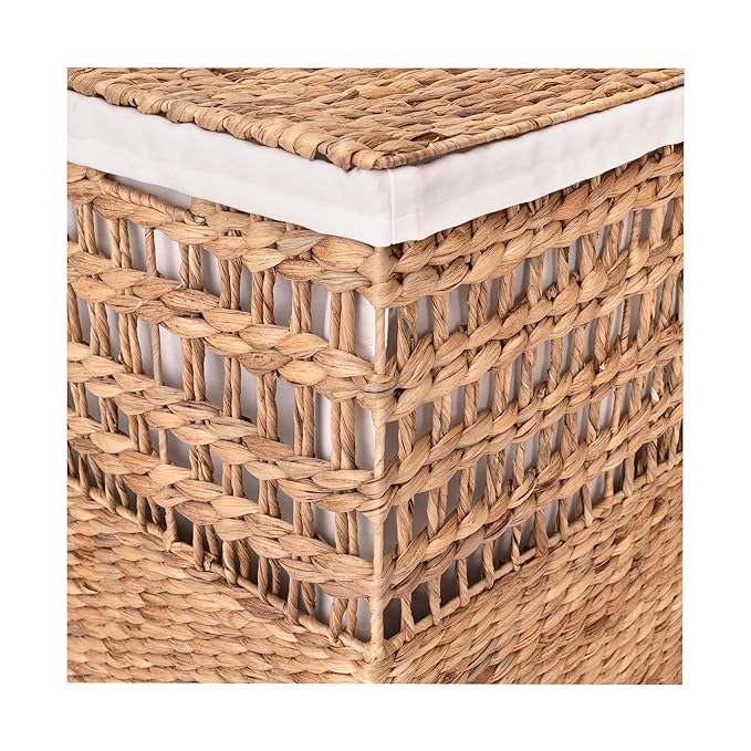 Seville Classics Premium Natural Handwoven Portable Laundry Bin Basket with Carrying Handles, Household Storage for Clothes, Linens, Sheets, Rattan, 3-Piece Hamper Set