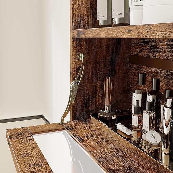 IRONCK Over The Toilet Storage with Cabinet, Sliding Barn Door, Side Storage Open Rack, Mass-Storage Over Toilet Bathroom Organizer for Bathroom, Restroom, Laundry, Vintage Brown