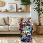 Sea Turtle Laundry Basket Oxford Cloth Colorful Ocean Animal Turtles Laundry Hamper With Handle Foldable Portable Clothes Storage Basket Laundry Bag 18.9"x16.5" For Laundry Room/Bedroom/Bathrooms