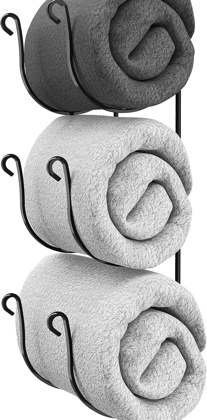 Deco Brothers 6-Tier Towel Rack, Wall Mounted Towel Holder, 2 Pack, Bronze