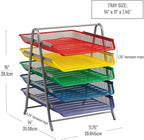 Mind Reader 5-Tier Paper Tray Organizer with Multicolor Trays, Classroom File Organizer for Teachers, Metal Mesh, Assorted Colors