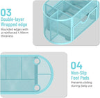 SUPEASY Mesh Desk Organizer, Desk Accessories & Workspace Organizers with Drawers, Pencil Holder for Desk with 9 Compartments for Office Suppliess, 8.6 x 4.3 x 4.1 Inch, Blue