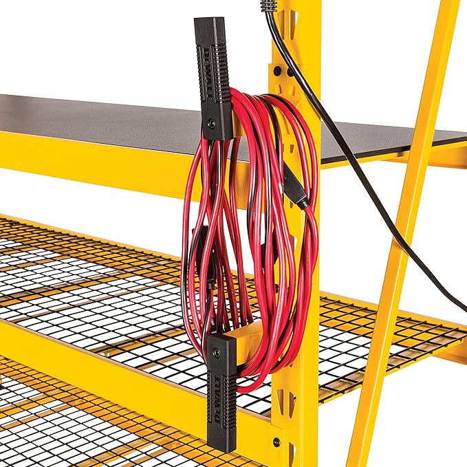 DEWALT Cord Minder Bracket 2-Piece Storage Rack Accessory Set, Compatible with 4 and 6-foot Storage Racks, 50-lb Load Capacity for Set, Spring-Loaded, Locking Pins Included, Powder-Coated