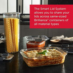 Rubbermaid Brilliance Glass Food Storage set of 4 containers 8 total pieces (4 containers + 4 lids) for Lunch Meal Prep and Leftovers Dishwasher and Oven Safe Clear/Grey