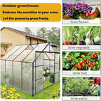 8X8 FT Outdoor Greenhouse, Greenhouse Polycarbonate with Roof Vent, Sliding Lockable Door, Aluminum Walk-in Greenhouses for Outdoor Garden Backyard, Terrace, Lawn，Black
