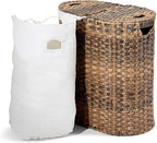 Seville Classics Premium Handwoven Portable Laundry Bin Basket with Carrying Handles, Household Storage for Clothes, Linens, Sheets, Mocha Brown, Oval Hamper