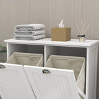 Two-Compartment Tilt-Out Laundry Sorter Cabinet White, with Removable Cloth Bags Fashionable Design Finish Durable Organizer Durable Material Three Painting processes, for Laundry Rooms