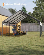 Garveelife 20'x25'x13' Metal Carport for 2 Cars, Heavy Duty Car Ports for Heavy Snow, Reinforced Frame, Tall Metal Car Ports for Bass Boats, Full-Sized Pickup Trucks, and Tractors, N.W. 980 Lbs