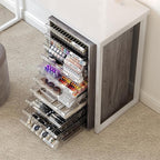 WOPITUES Storage Drawer Cart, Mobile Storage Cabinet, Makeup Storage with 10 Large Clear Drawers, Utility Wooden Rolling Cart on Wheels, for Cosmetic, Art Craft, Office Supplies, Toy, Grey