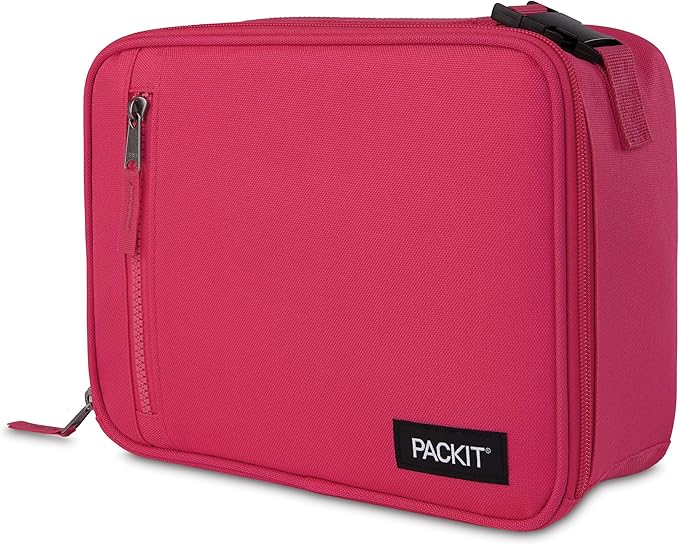 PackIt(R) Freezable Classic Lunch Box, Magenta, Built with EcoFreeze(R) Technology, Collapsible, Reusable, Zip Closure With Zip Front Pocket and Buckle Handle, Designed for Fresh Lunch On the Go