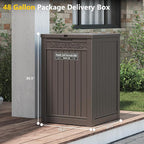 Package Delivery Box for Outside with Sticker, 48 Gallon Storage with Lockable Secure, Large Double Wall Resin Outdoor Package Delivery Waterproof Deck