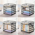 Paper Organizer Letter Tray with Handle Mesh 5 Trays Desk File Organizer Paper Sorter Desk Organizer for Office, Home or School-Black 2 Pack