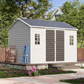 10x8 FT Resin Plastic Shed with Floor, Heavy-Duty 21-Gauge Reinforced Steel Frame, 16mm Ultra-Thick Panels, Outdoor Storage Sheds with Awning Windows and Air Vents