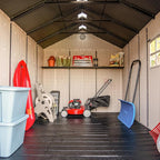 Lifetime Outdoor Storage Shed, 8x15 Ft, Desert Sand, Resin Backyard Tool Shed with Lockable Doors and Weather-Resistant Panels