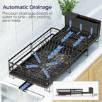 Large Dish Drying Rack, Expandable Dish Rack for Kitchen Counter, Dish Drainer with Drainboard Set, Multifunctional Dishrack with Utensil Holder & Cup Holder, 13.4"-28.7" L x 11.8" W, Black