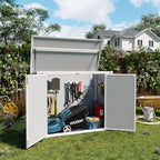 UDPATIO 4.5' x 2.5' Outdoor Storage Shed Horizontal Outdoor Trash Can Storage Box Plastic Shed Resin Cabinet,Gray,41 Cu.Ft