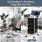 Yaheetech 4 Drawers Cart Rolling Storage Organizer Metal Frame Plastic Drawers Trolley Organizer on Wheels, Black