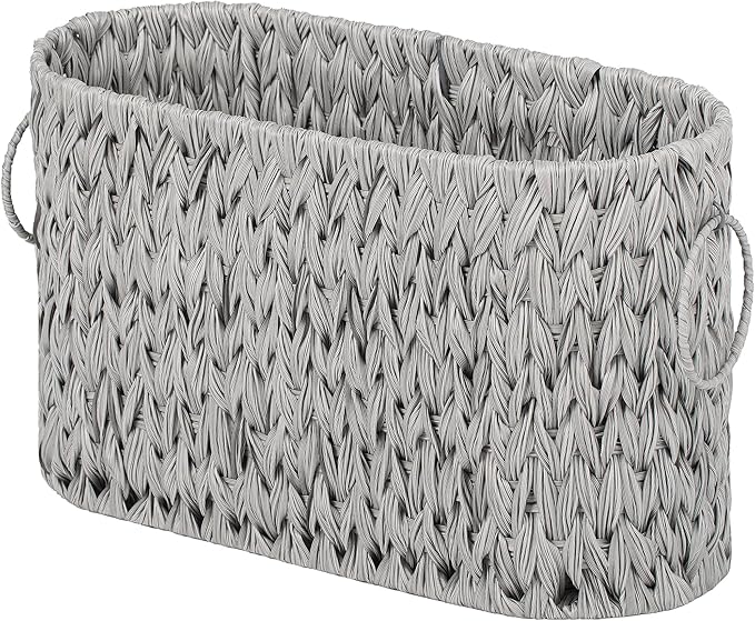 GRANNY SAYS Toilet Paper Storage, Toilet Paper Basket for Bathroom, 6 Mega Rolls Organizer Free Standing, Wicker Basket for Bathroom Storage, Grey