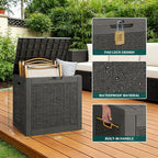 30 Gallon Outdoor Storage Box, Resin Deck Boxes Outdoor Waterproof For Patio Furniture, Garden Tools, Pool Supplies, Lockable And UV Resistant (Rattan Gray)