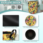 Yellow Sunflowers Laundry Basket Foldable With Handles Tote Bag Oxford Cloth Colorful Floral Laundry Hamper Clothes Storage Bucket Toy Organizer 18.9" x 16.5" For Bathroom/Laundry/Bedroom