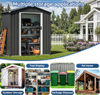 JYQAQA 6x4 FT Outdoor Storage Shed,Waterproof Metal Garden Sheds with Lockable Double Door,Weather Resistant Steel Tool Storage House Shed for Garden,Patio,Lawn, Gray