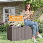 32 Gallon Outdoor Storage Box, Resin Deck Boxes Outdoor Waterproof For Patio Furniture, Garden Tools, Pool Supplies, Lockable And UV Resistant (Striped Gray)