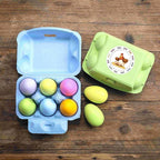 Half Dozen Egg Cartons 36 Pack, Colorful Blank Natural Pulp Egg Holder 6 Count for Chicken Eggs Reusable, Easter Color Storage Box for Holds Up to Six Container Basket Cardboard Paper, 36 Labels