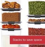 Rubbermaid Brilliance Food Storage Container, 16-Cup, Airtight | Clear/Grey | For Pantry Organization | Pack of 2