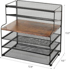 OPNICE 6-Tier Letter Tray Paper Organizer, Desk Organizers and Accessories, Desktop File Organizer, Office Desk Accessories for Office Supplies (Wood Brown)