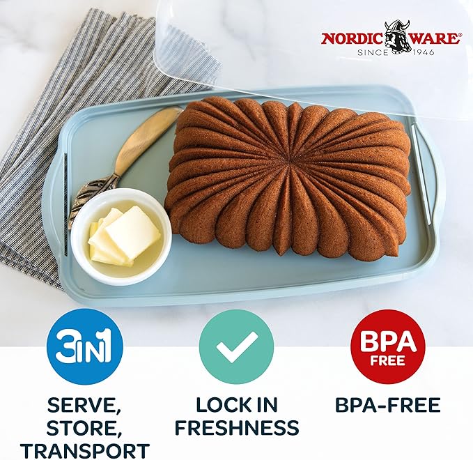 Nordic Ware Loaf Cake Keeper, Blue,12.8"L x 7.3"W x 4.6"H