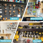 ULIBERMAGNET Power Tool Organizer, Utility Storage Rack Shelf with Screwdriver Holder,Heavy Duty Cordless Drill Holder,Removable Tool Rack Suitable for Garage, Workshop and Warehouse
