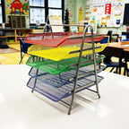 Mind Reader 5-Tier Paper Tray Organizer with Multicolor Trays, Classroom File Organizer for Teachers, Metal Mesh, Assorted Colors