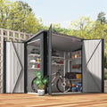 AECOJOY 4'x7' Outdoor Storage Lean to Shed,7x4 Outdoor Horizontal Metal Sheds & Outdoor Storage with Triple Lockable Door, Small Metal Storage Cabinet for Bicycles, Tools Storage for Garden Use