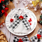 12 Pieces Christmas Silverware Holder Burlap Utensil Holder Xmas Tableware Holder Buffalo Plaid Cutlery Fork Bag for Christmas Party Dinner Tableware Decoration (Black and White)
